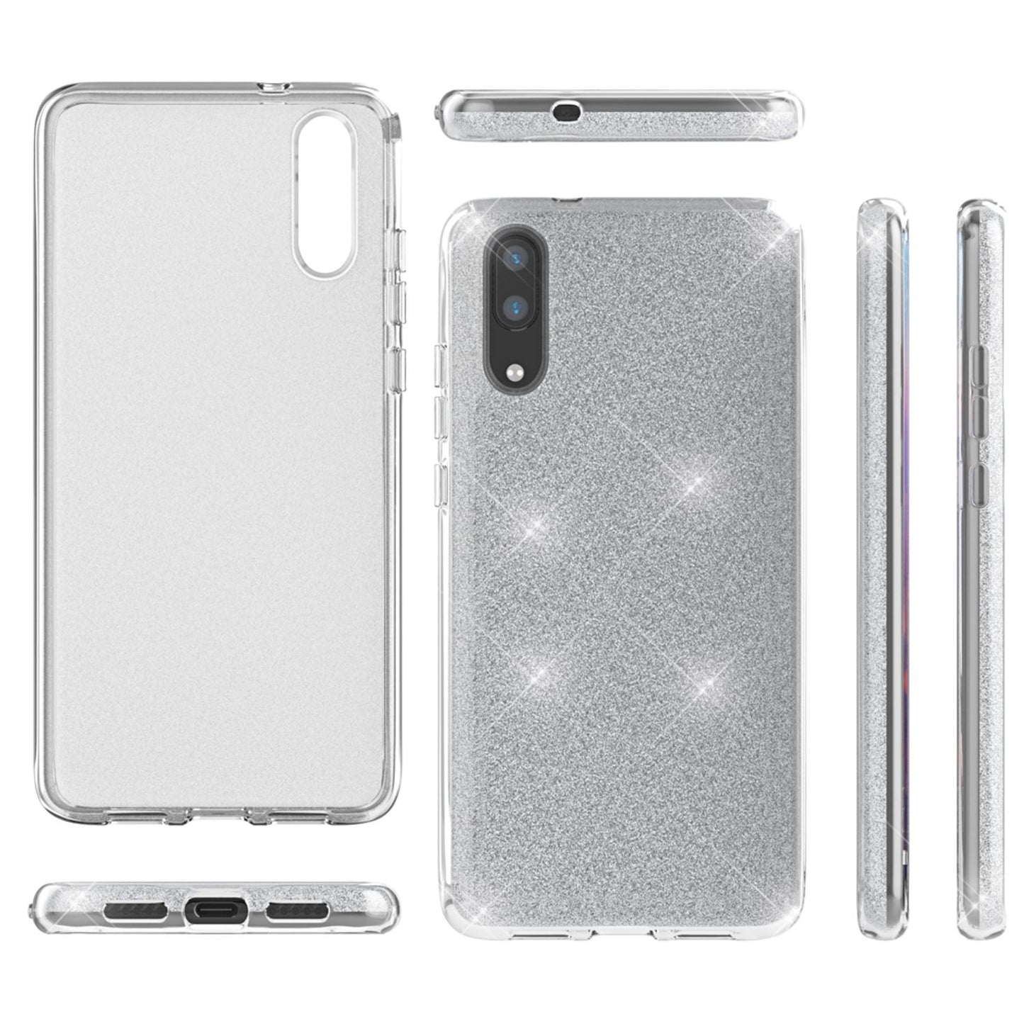 NALIA Glitzerhülle für Huawei P20 – Funkelnder Glitzer-Look & Grip – SHINEPOP (Silikon Case) – Marke aus Berlin