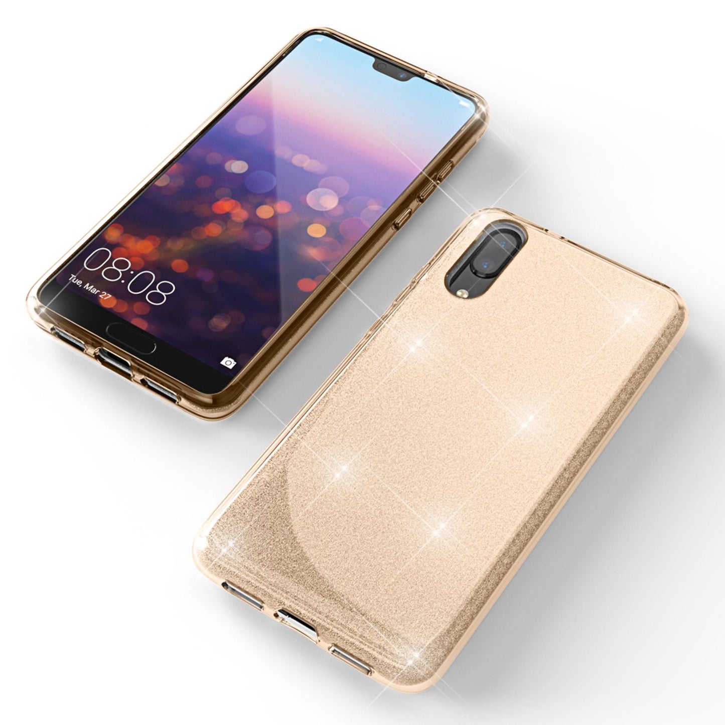 NALIA Glitzerhülle für Huawei P20 – Funkelnder Glitzer-Look & Grip – SHINEPOP (Silikon Case) – Marke aus Berlin
