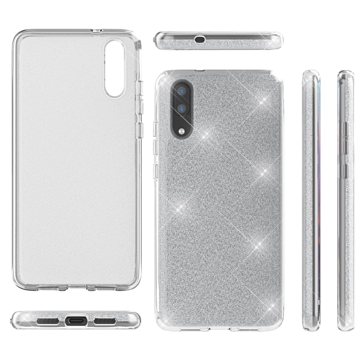 NALIA Glitzerhülle für Huawei P20 – Funkelnder Glitzer-Look & Grip – SHINEPOP (Silikon Case) – Marke aus Berlin