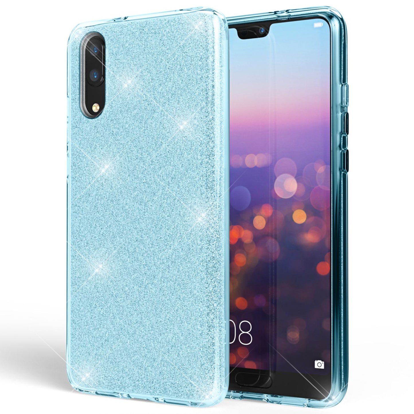 NALIA Glitzerhülle für Huawei P20 – Funkelnder Glitzer-Look & Grip – SHINEPOP (Silikon Case) – Marke aus Berlin