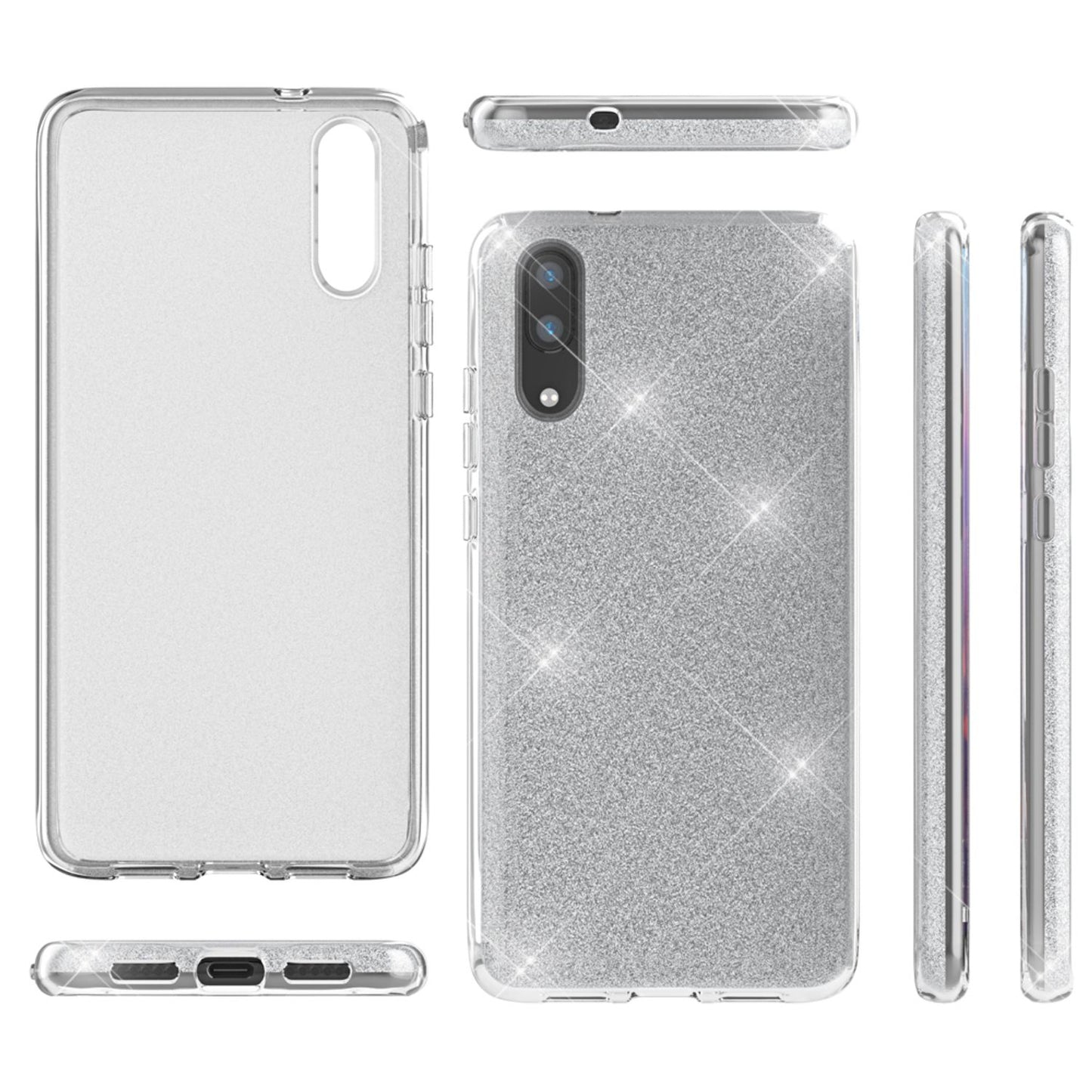 NALIA Glitzerhülle für Huawei P20 – Funkelnder Glitzer-Look & Grip – SHINEPOP (Silikon Case) – Marke aus Berlin