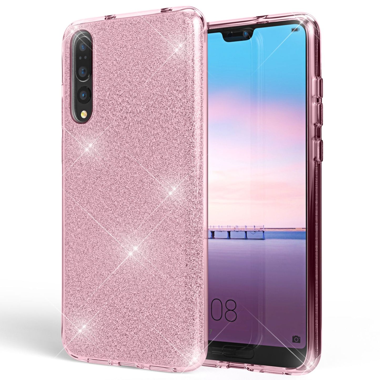 NALIA Glitzerhülle für Huawei P20 Pro – Funkelnder Glitzer-Look & Grip – SHINEPOP (Silikon Case) – Marke aus Berlin