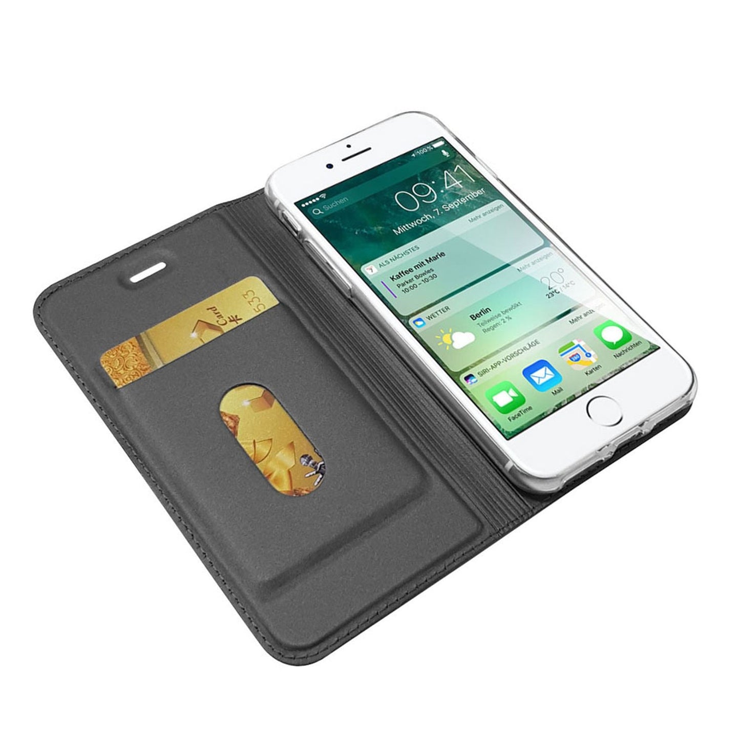 NALIA Klapphülle kompatibel mit iPhone SE 2022 / SE 2020 / 8 / 7, Flip Case Kunst-Leder Handyhülle Hard Cover Etui 360 Grad Hülle, Handy-Tasche Phone Book Bumper Wallet Klappbar