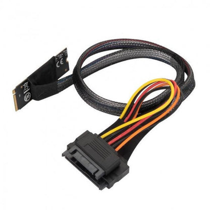 SYSTEM-S M.2 (M-Key) zu U.2 SFF-8639 NVMe Adapter-Kabel – 50 cm – mit SATA-Stromanschluss