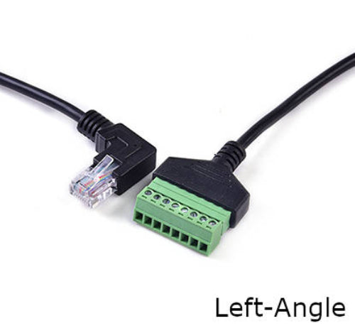 SYSTEM-S LAN Kabel 30 cm RJ45 Stecker zu 8 pin Terminalblock Winkel in Schwarz