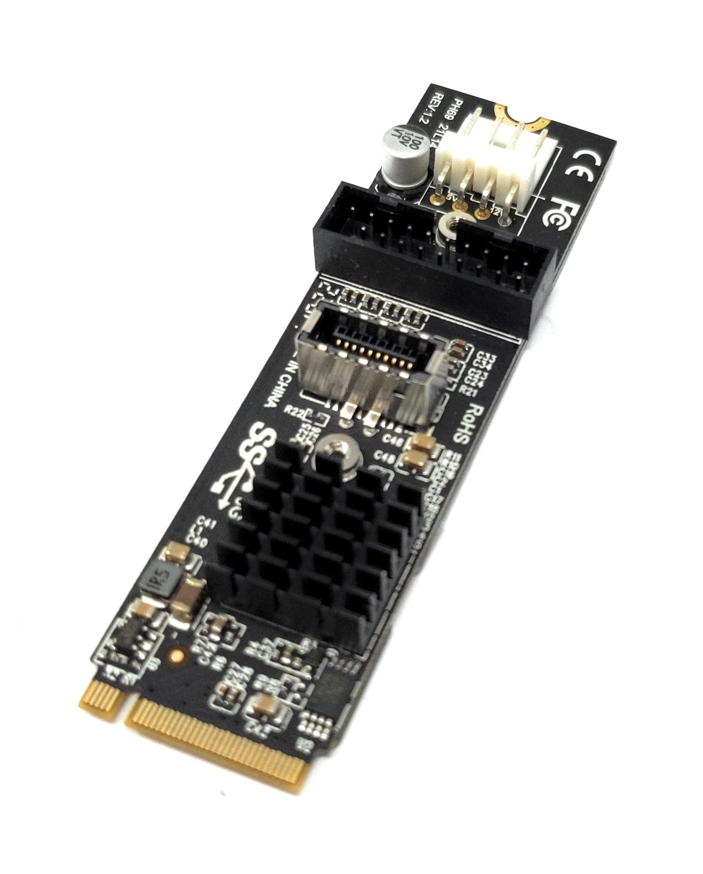 SYSTEM-S NVME cable 20 cm M-key NGFF male to USB 3.1 &amp; 2.0 front panel type E female 