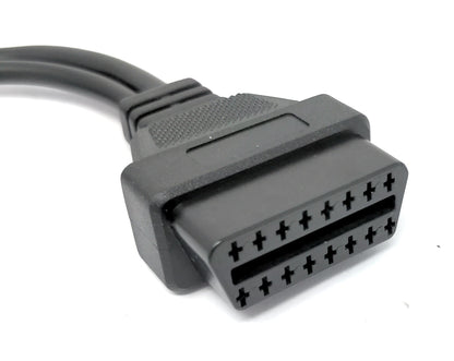 SYSTEM-S OBD Kabel 20 cm OBD 2 Buchse für Mitsubishi 12pin in Schwarz für Auto Diagnose