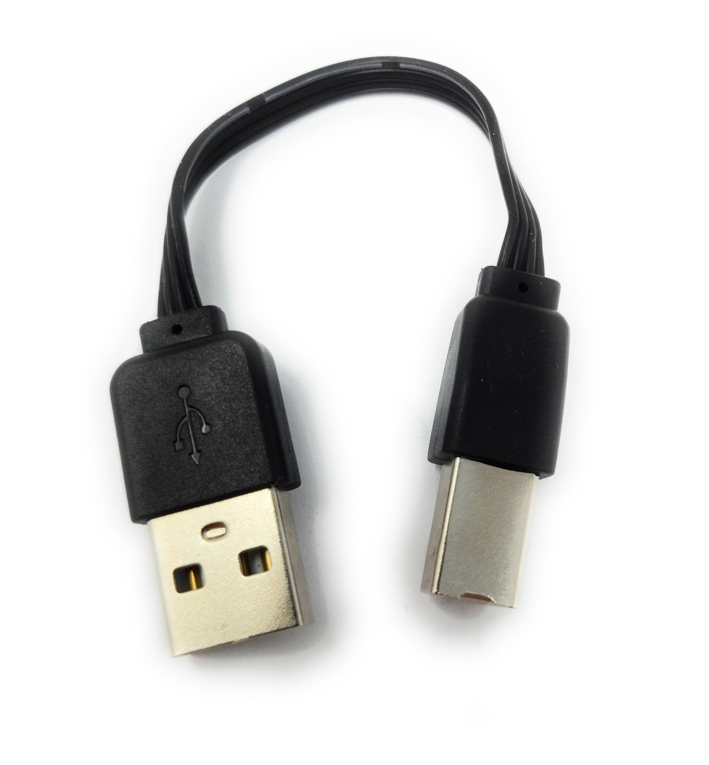 SYSTEM-S USB 2.0 Kabel 13 cm Typ B Stecker zu Typ A Stecker kurz flach in Schwarz