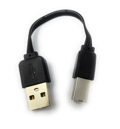 SYSTEM-S USB 2.0 Kabel 13 cm Typ B Stecker zu Typ A Stecker kurz flach in Schwarz