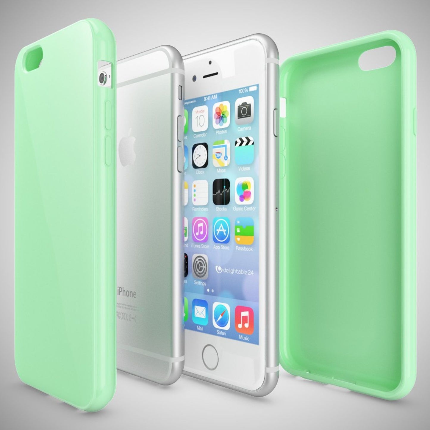 NALIA Handyhülle kompatibel mit iPhone 6 Plus 6S Plus, Ultra-Slim TPU Silikon Jelly Case, Dünne Cover Gummi Schutz-Hülle Skin, Handy-Tasche Telefon-Schale Back-Cover Smart-Phone Bumper - Mint Grün