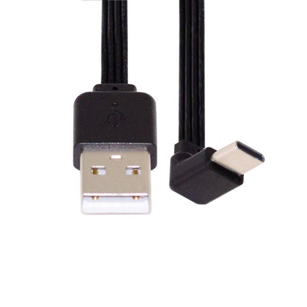 SYSTEM-S USB 3.1 Kabel 13 cm Typ C Stecker zu 2.0 Typ A Stecker Winkel flach Schwarz