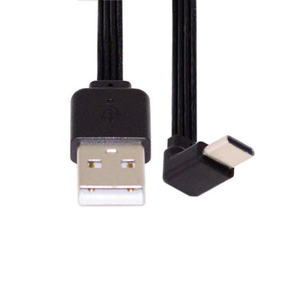 SYSTEM-S USB 3.1 Kabel 13 cm Typ C Stecker zu 2.0 Typ A Stecker Winkel flach Schwarz