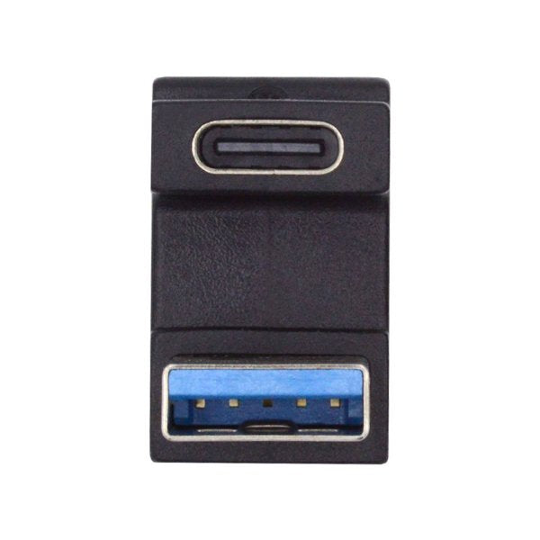 SYSTEM-S USB 3.1 Gen 2 U Turn 180° Adapter Typ C Buchse zu 3.0 Typ A Stecker in Schwarz