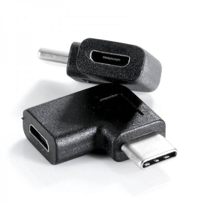 SYSTEM-S USB 3.1 Adapter Typ C Stecker zu 2.0 Micro B Buchse Winkel Kabel in Schwarz