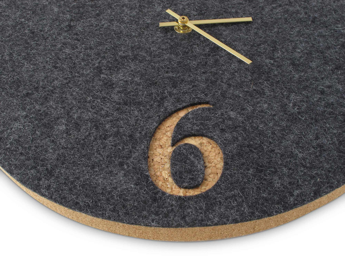 Felt and cork wall clock, 30 cm | anthracite - gold | Design: Aarhus