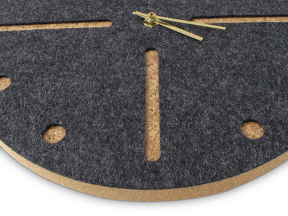 Felt and cork wall clock, 30 cm | anthracite - gold | Design: Odense