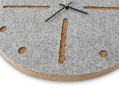 Felt and cork wall clock, 30 cm | light grey - black | Design: Odense