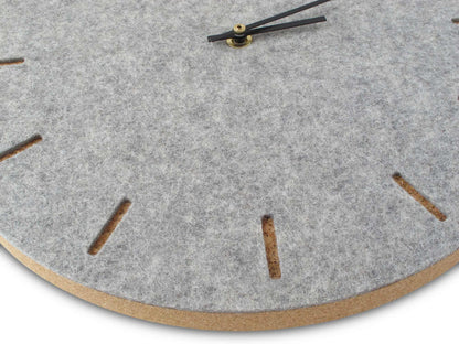 Felt and cork wall clock, 30 cm | light grey - black | Design: Copenhagen