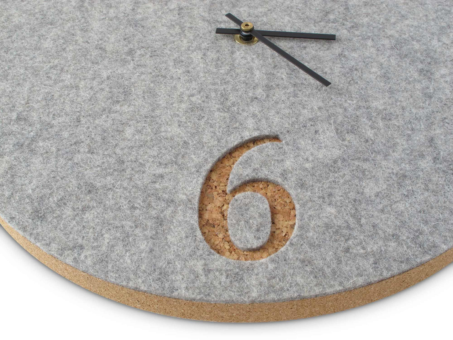 Felt and cork wall clock, 30 cm | light grey - black | Design: Aarhus