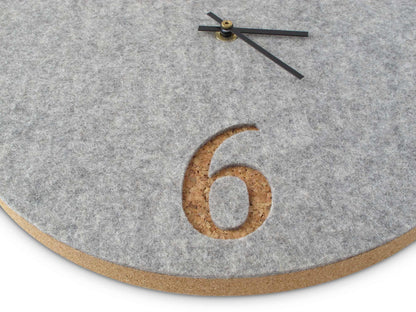 Felt and cork wall clock, 30 cm | light grey - black | Design: Aarhus