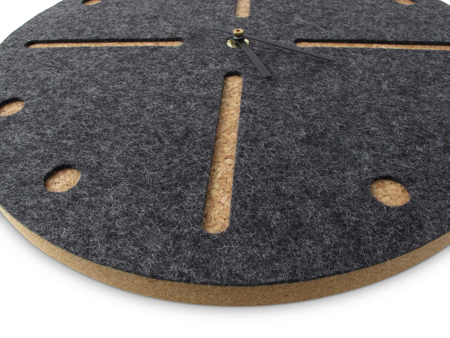Felt and cork wall clock 30 cm | anthracite - black | Design: Odense