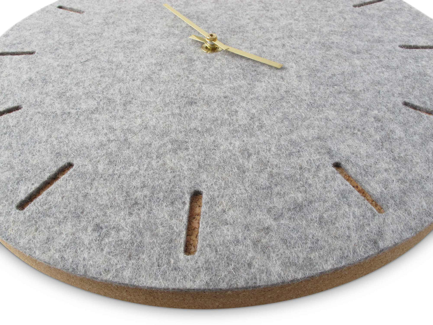 Felt and cork wall clock, 30 cm | light grey - gold | Design: Copenhagen
