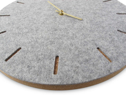 Felt and cork wall clock, 30 cm | light grey - gold | Design: Copenhagen