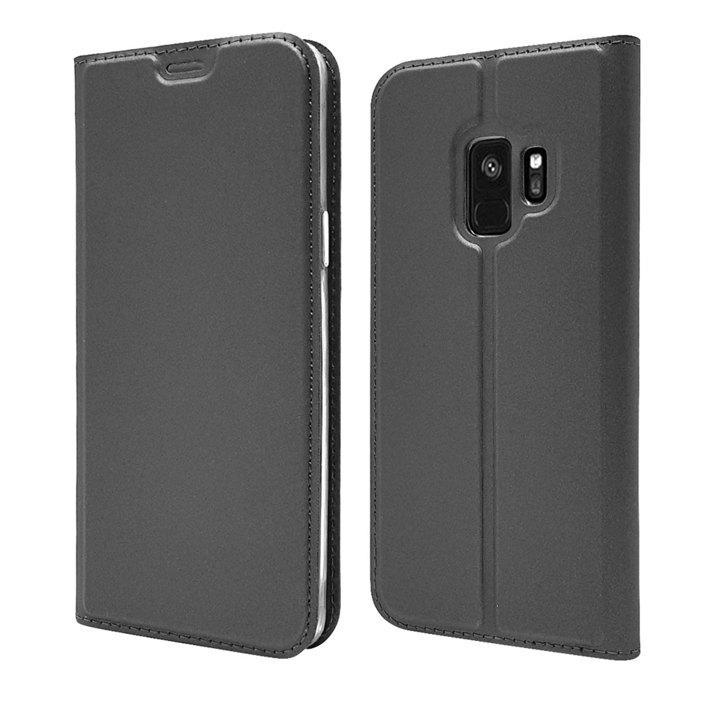 NALIA Handyhülle kompatibel mit Samsung Galaxy S9, Slim Kickstand Handyhülle Flip-Case Kunstleder Cover mit Magnet Etui Ganzkörper Schutz Dünne Rundum Handy-Tasche Etui