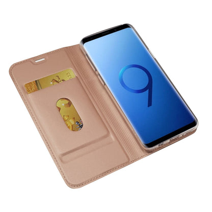 NALIA Handyhülle kompatibel mit Samsung Galaxy S9, Slim Kickstand Handyhülle Flip-Case Kunstleder Cover mit Magnet Etui Ganzkörper Schutz Dünne Rundum Handy-Tasche Etui