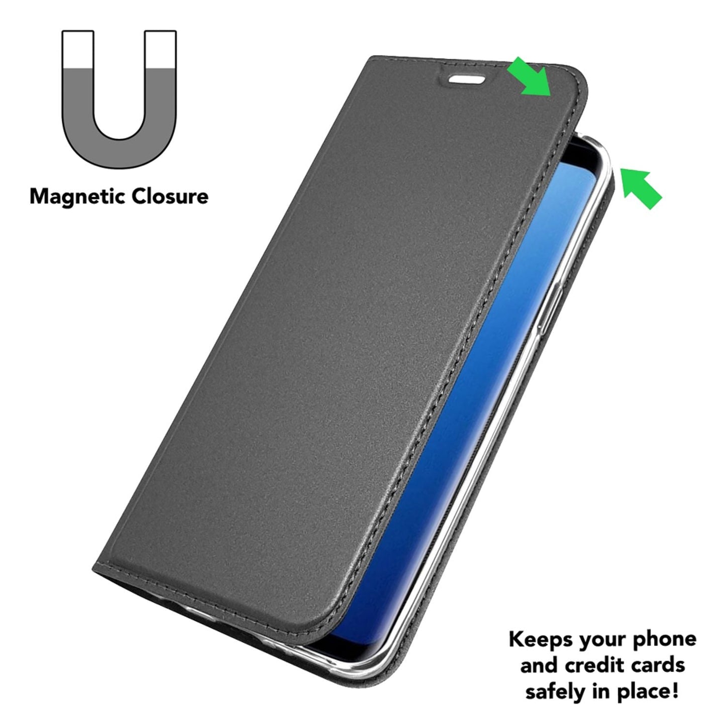 NALIA Handyhülle kompatibel mit Samsung Galaxy S9, Slim Kickstand Handyhülle Flip-Case Kunstleder Cover mit Magnet Etui Ganzkörper Schutz Dünne Rundum Handy-Tasche Etui