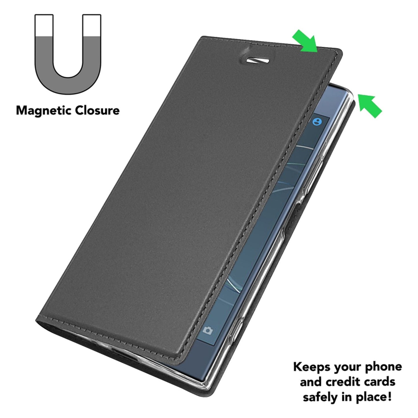 Sony Xperia XZ1 Hülle Flipcase von NALIA, Slim Kickstand Handyhülle Schutz