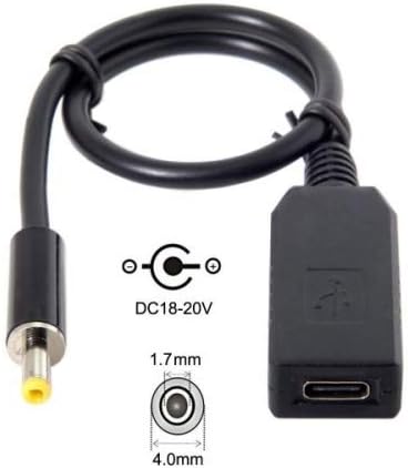 SYSTEM-S USB 3.1 Kabel 23cm Typ C Stecker zu DC 20V 4,0 x 1,7 mm Buchse Adapter Ladekabel