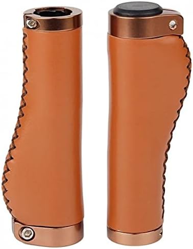 Bicycle handle 2x in vintage look ergonomic made of artificial leather in brown
