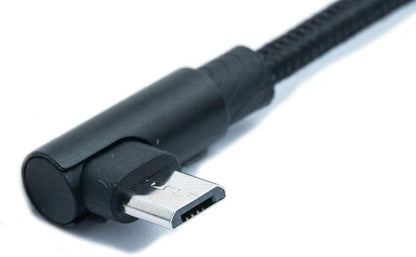 SYSTEM-S USB 2.0 cable 100 cm Micro plug to 2.0 A plug angled braided black