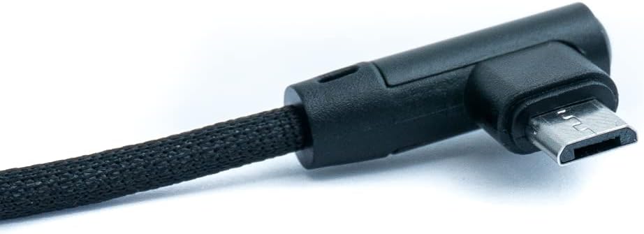SYSTEM-S Micro USB cable 90° right angled plug to USB 2.0 Type A 90° right angled data cable charging cable 20 cm in black