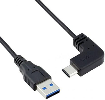 SYSTEM-S USB 3.1 Typ C Stecker 90° gewinkelt Winkel zu USB 3.0 Typ A Stecker Kabel Datenkabel Ladekabel 100 cm