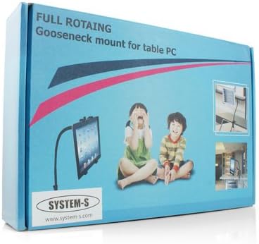 System-S Universal Table Mount Gooseneck Screw Clamps Holding Arm Mounting (Table, Bedside etc.) for Tablet PC eBook Reader in Black 