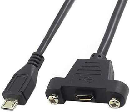 SYSTEM-S Micro USB Panel Mount Micro USB male to Micro USB female with screw nuts 50cm