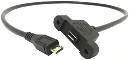 SYSTEM-S Micro USB Panel Mount Micro USB male to Micro USB female with screw nuts 50cm