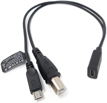 SYSTEM-S USB 3.1 Y Kabel 25 cm Typ C Buchse zu 2.0 Typ B und Micro B Stecker