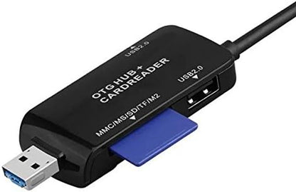 SYSTEM-S 3in1 USB 3.1 Type C zu TF SD Card USB Typ A und Micro-USB Card Reader Kartenleser OTG Adapter in Schwarz