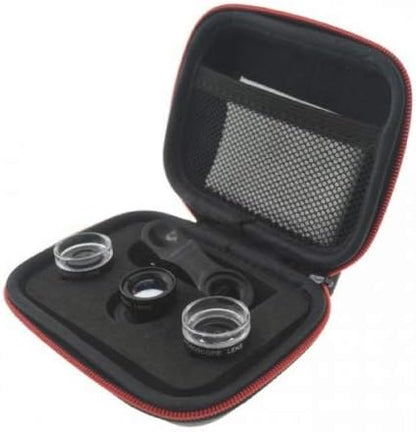 SYSTEM-S Makro Linse 3er Set Filter mit Clip und Schutztasche für Smartphone