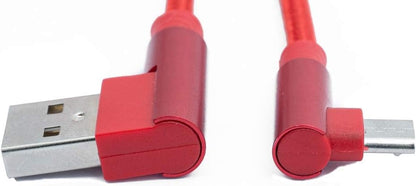 SYSTEM-S USB 2.0 cable 100 cm Micro plug to 2.0 A plug angle braided in red 
