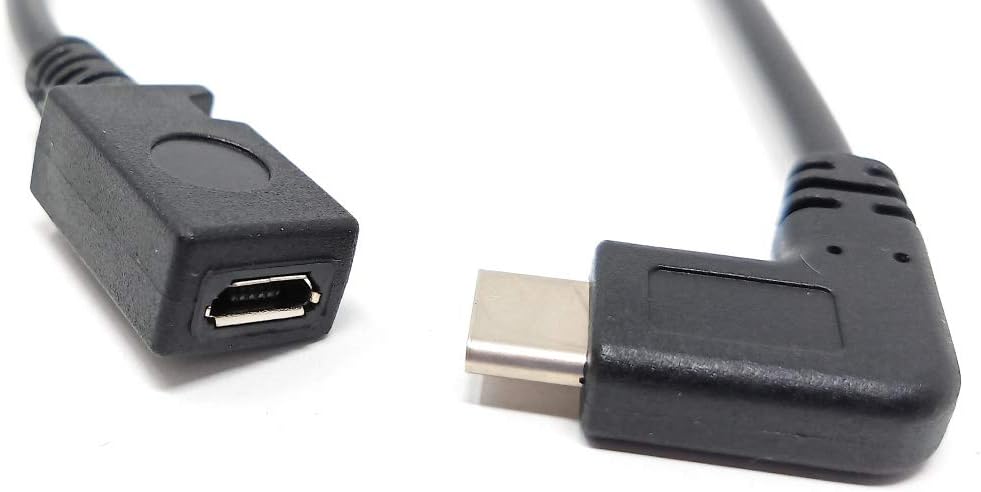 SYSTEM-S USB 3.1 Kabel 20 cm Typ C Stecker zu 2.0 Micro B Buchse in Schwarz