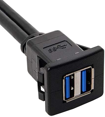 SYSTEM-S Dual USB A 3.0 female to 2x USB A 3.0 male extension cable panel socket 100cm