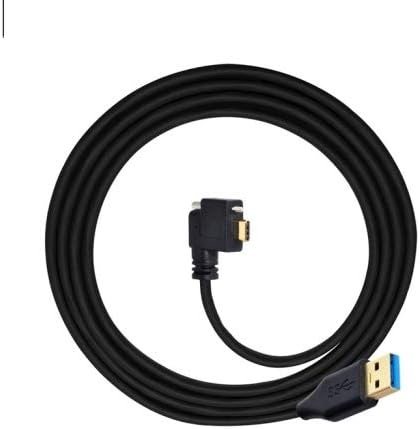 SYSTEM-S USB 3.1 Kabel 3 m Typ C Stecker zu 3.0 Typ A Stecker Winkel Schraube Schwarz