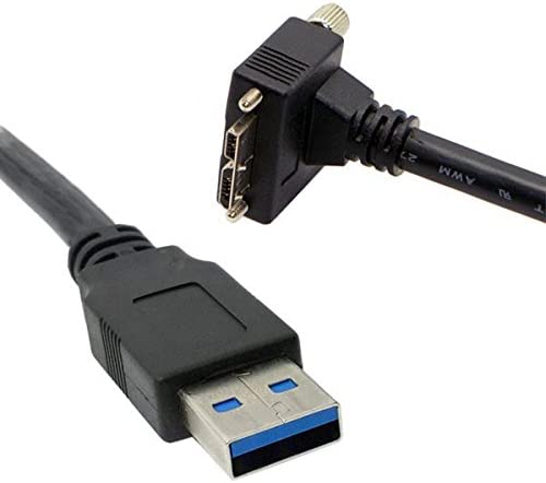 SYSTEM-S USB 3.0 Kabel 5 m Typ A Stecker zu 3.0 Micro B Stecker Winkel Schraube