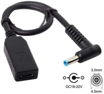 SYSTEM-S USB 3.1 Kabel 23cm Typ C Buchse zu DC 20V 4,5 x 3,0 mm Stecker Ladekabel
