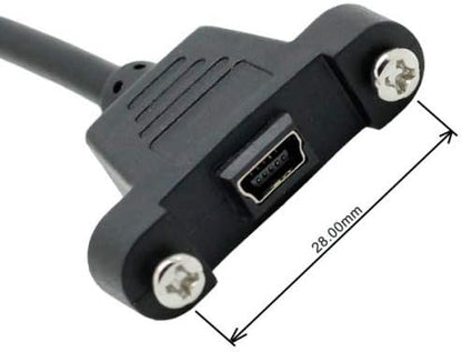 SYSTEM-S Mini USB Panel Mount Mini USB male to Mini USB female with Screw Nuts 50cm