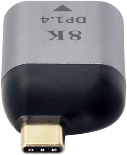 SYSTEM-S DisplayPort 1.4 Adapter Buchse zu USB 3.1 Typ C Stecker Kabel in Grau